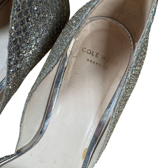 Cole Haan Women's Antonia Open Toe Dress Pump Silver Gold Metallic Size 7.5 - Picture 3 of 9